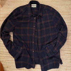 Madewell Navy and Brown Plaid Men's Shirt